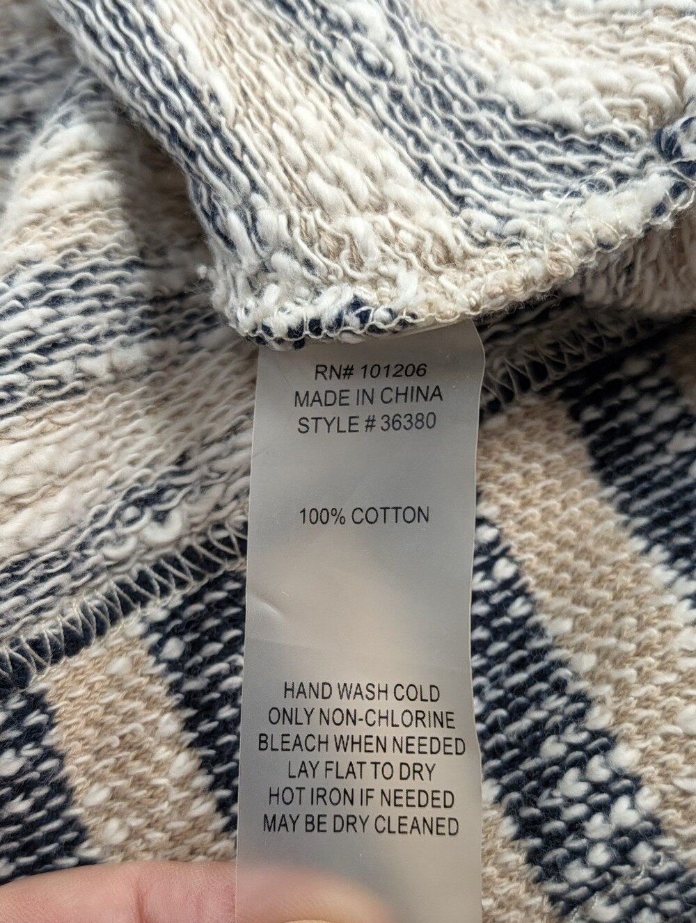 Soft Surroundings Cotton Beige Blue Stripe Boat Neck Boho Natural Petite Small - Picture 8 of 8